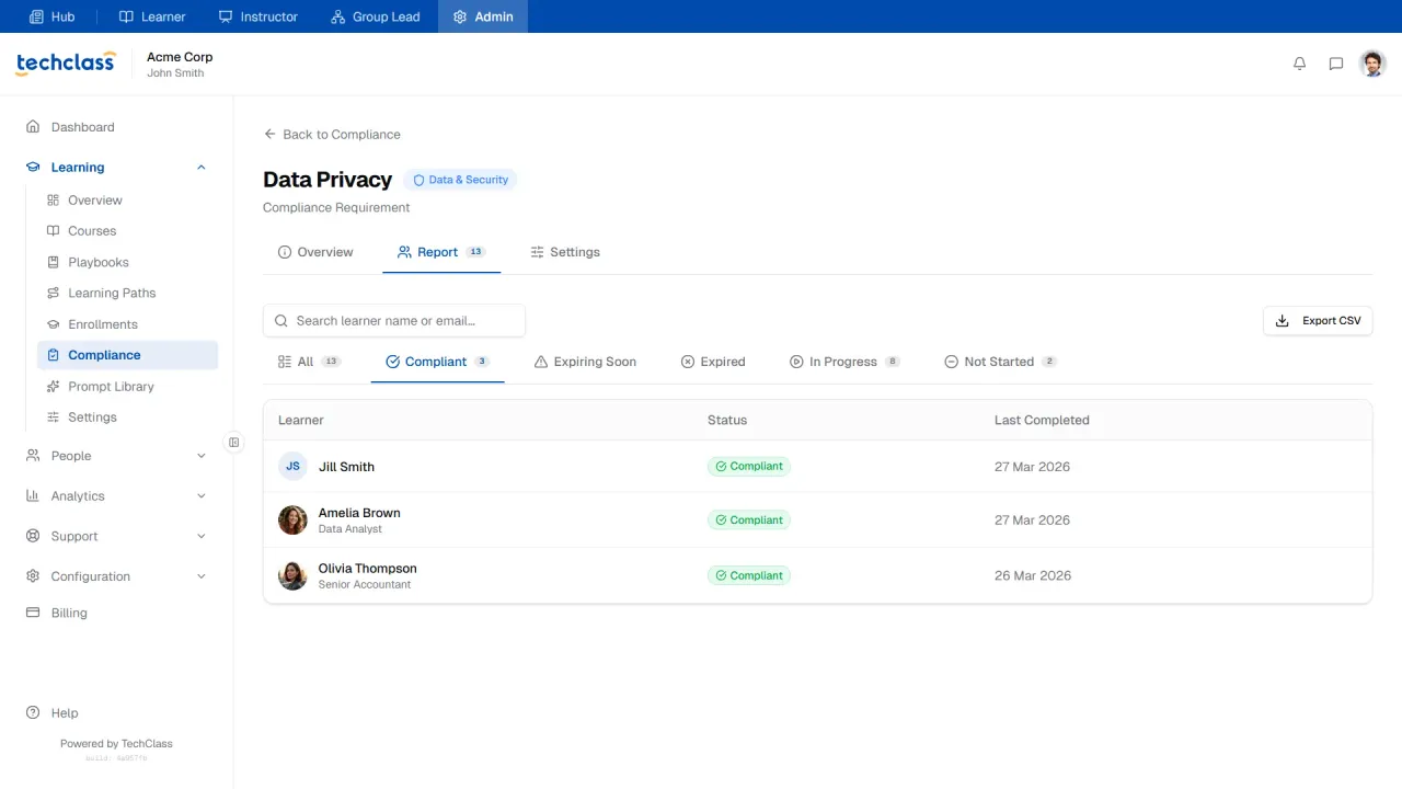 TechClass Automated Compliance Tracking System