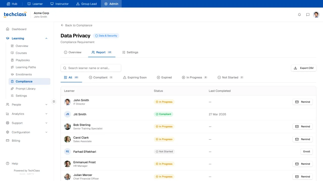 Compliance Tracking and Remediation System