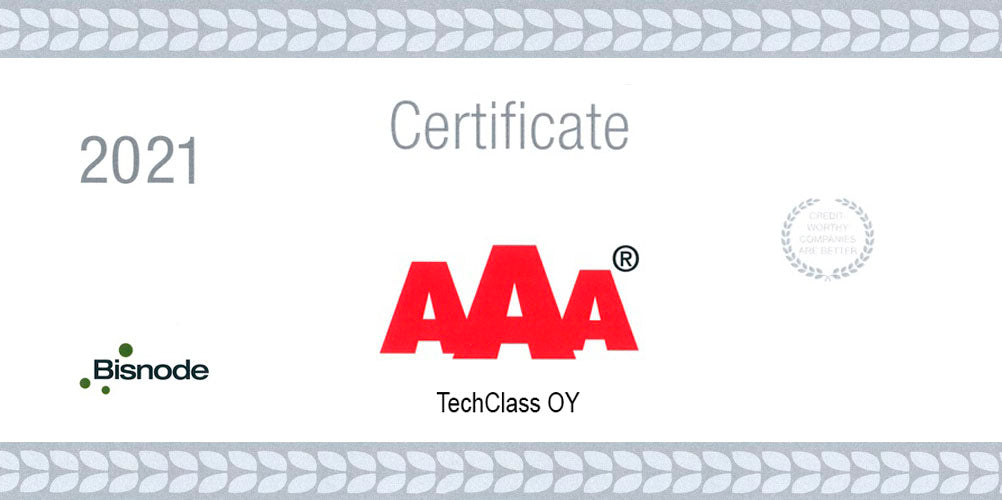 TechClass has achieved AAA-rating from Bisnode